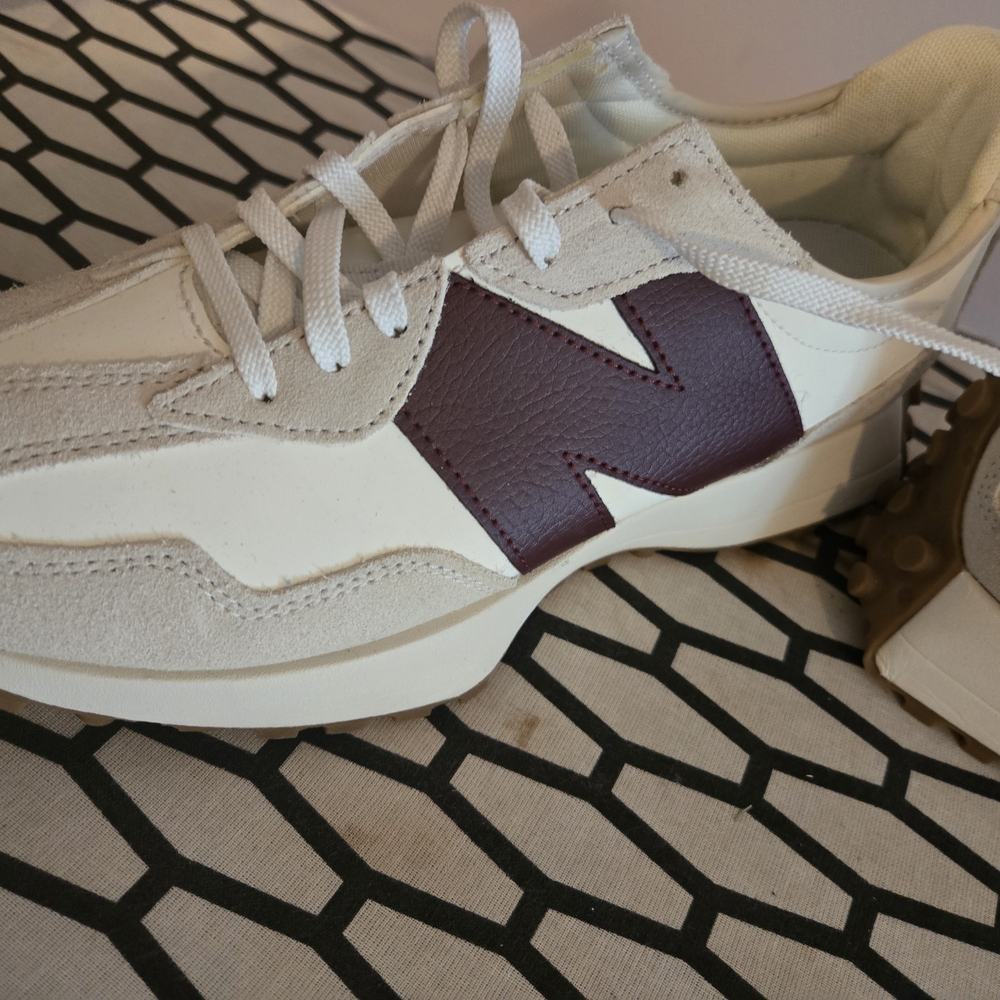 New Balance Cream and Maroon Sneakers